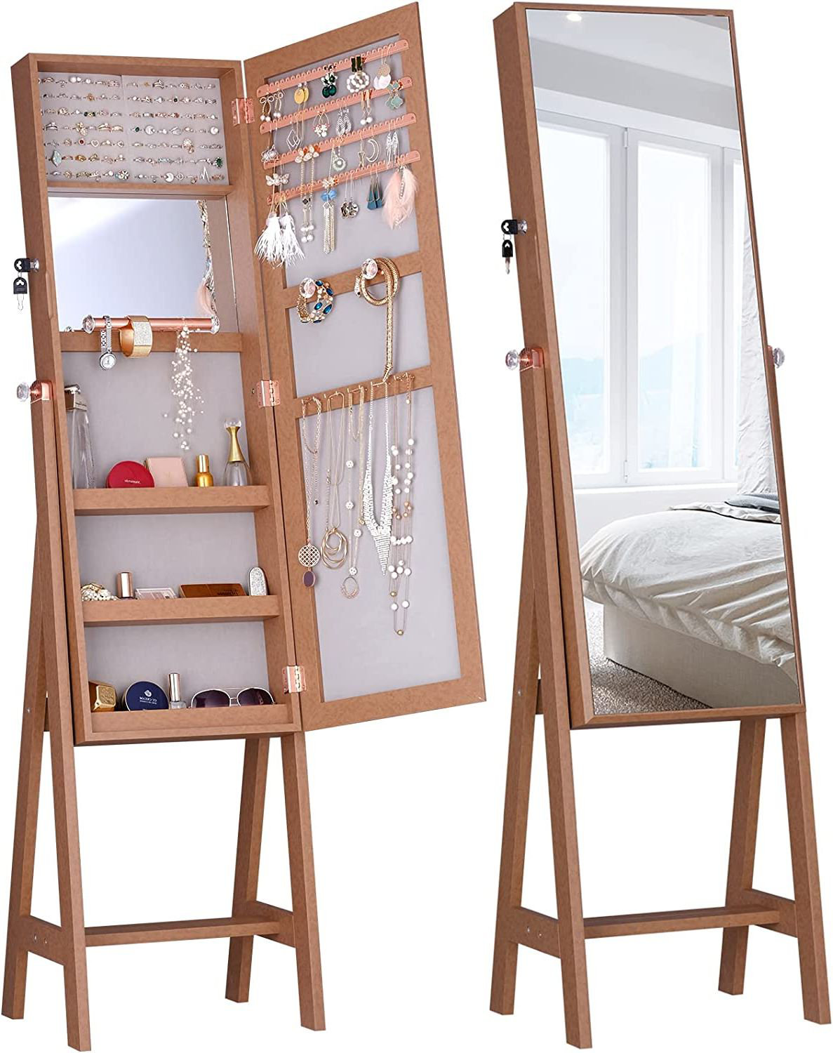 Orren Ellis Standing FullLength Mirror Makeup Lockable