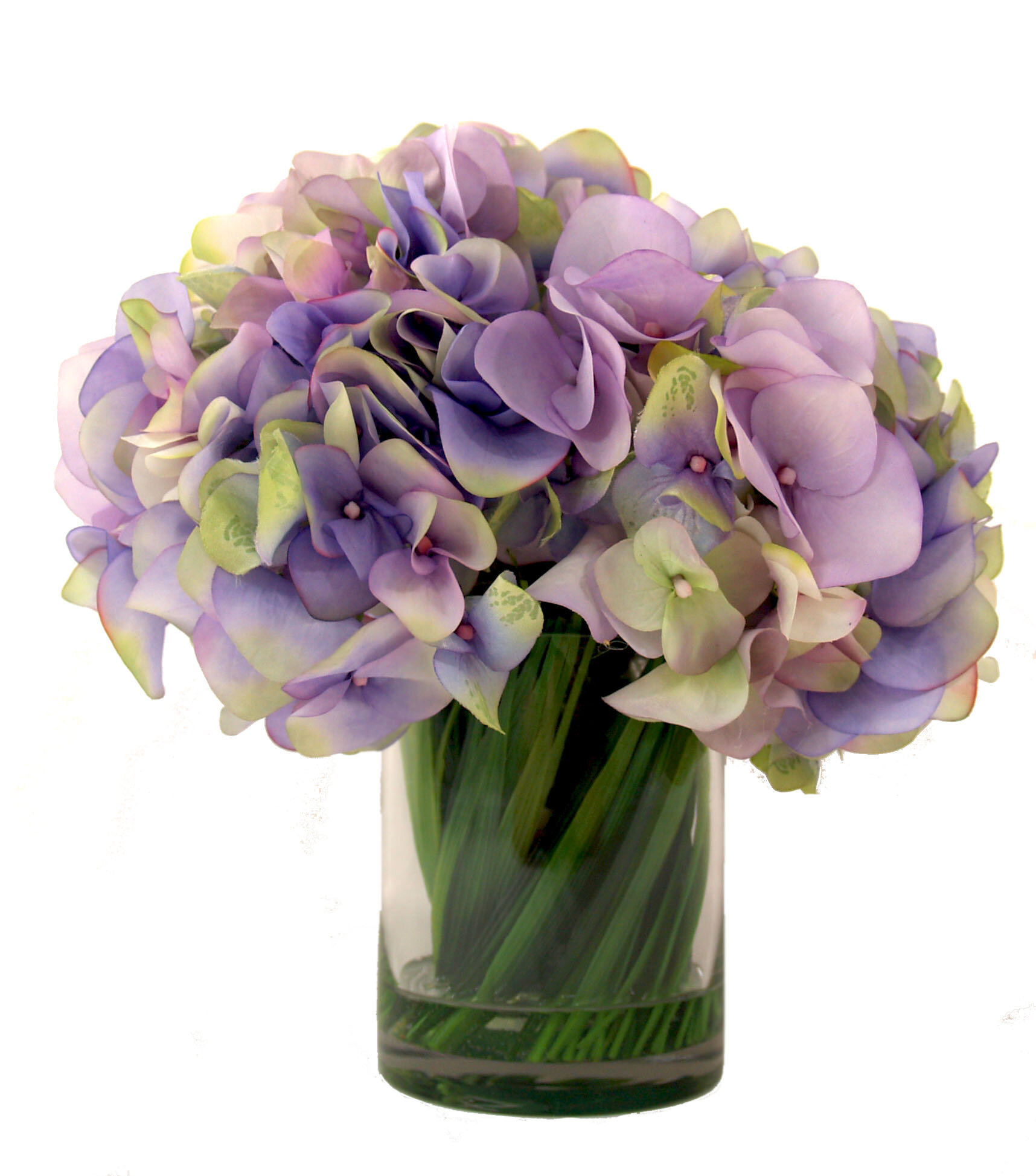 Creative Displays Purple Hydrangeas with Acrylic Water Faux Floral Small 