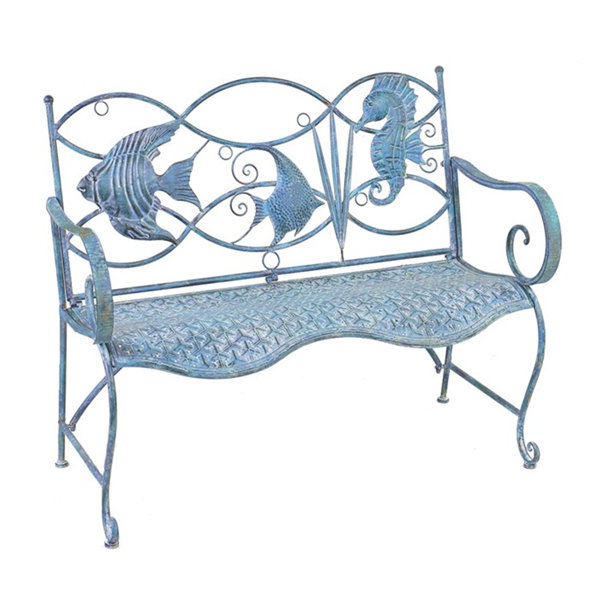Highland Dunes Dash Fish And Seahorse Back Metal Garden Bench