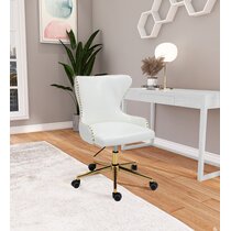 white desk chair with gold accents