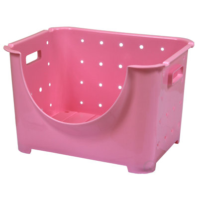 Stackable Plastic Storage Container Stacking Bins Basicwise Color: Pink