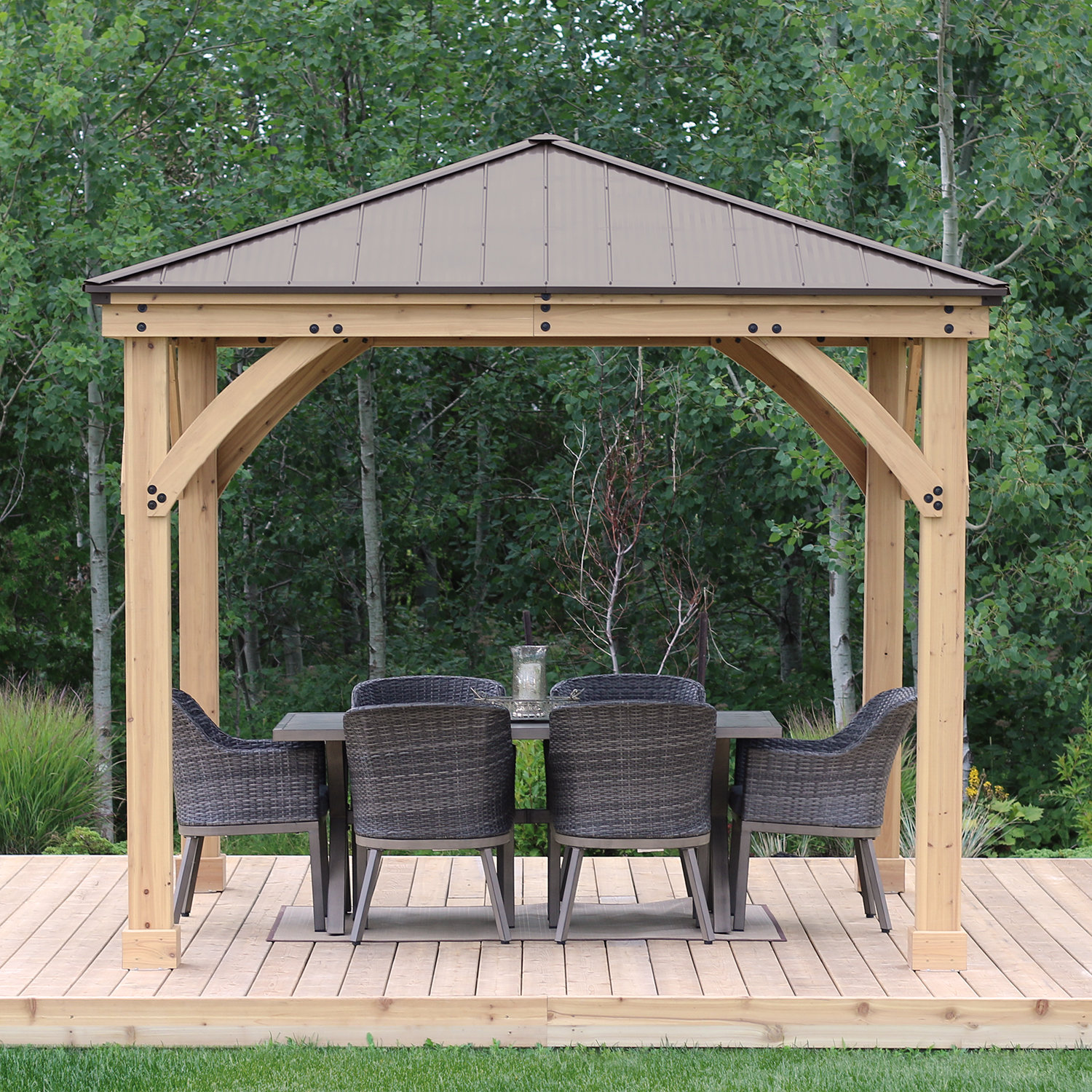 Yardistry Meridian 10 Ft W X D Solid Wood Patio Gazebo 10 Ft D Solid Wood Patio Gazebo