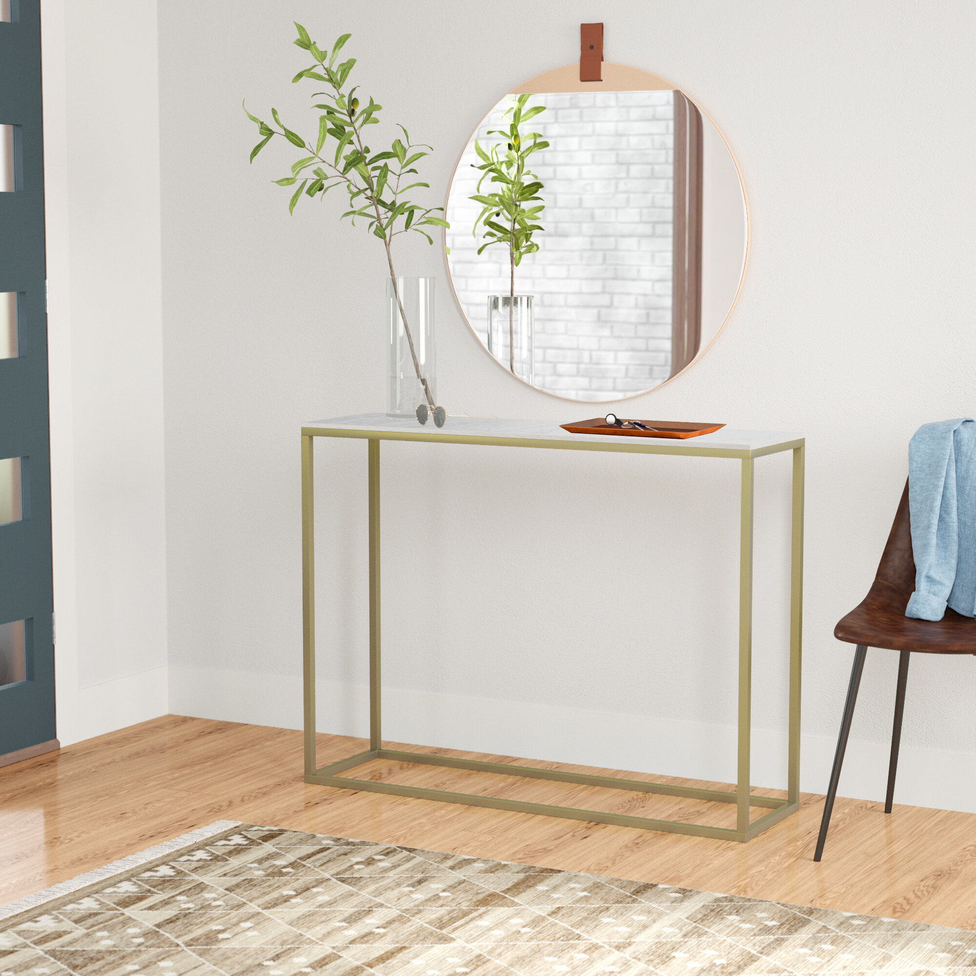 white and gold console table