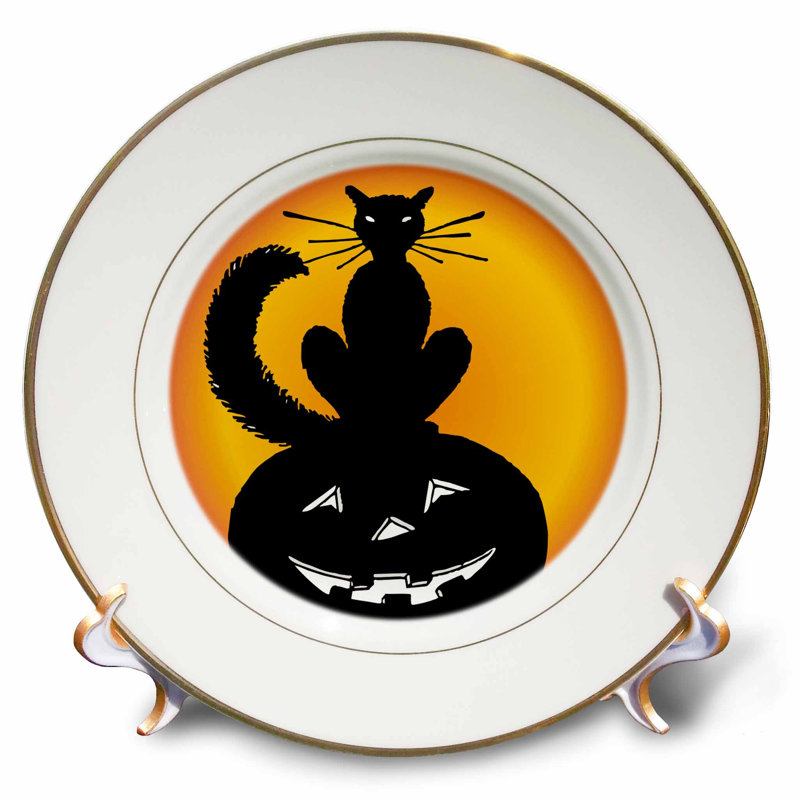 East Urban Home Halloween Cat Porcelain Decorative Plate Wayfair