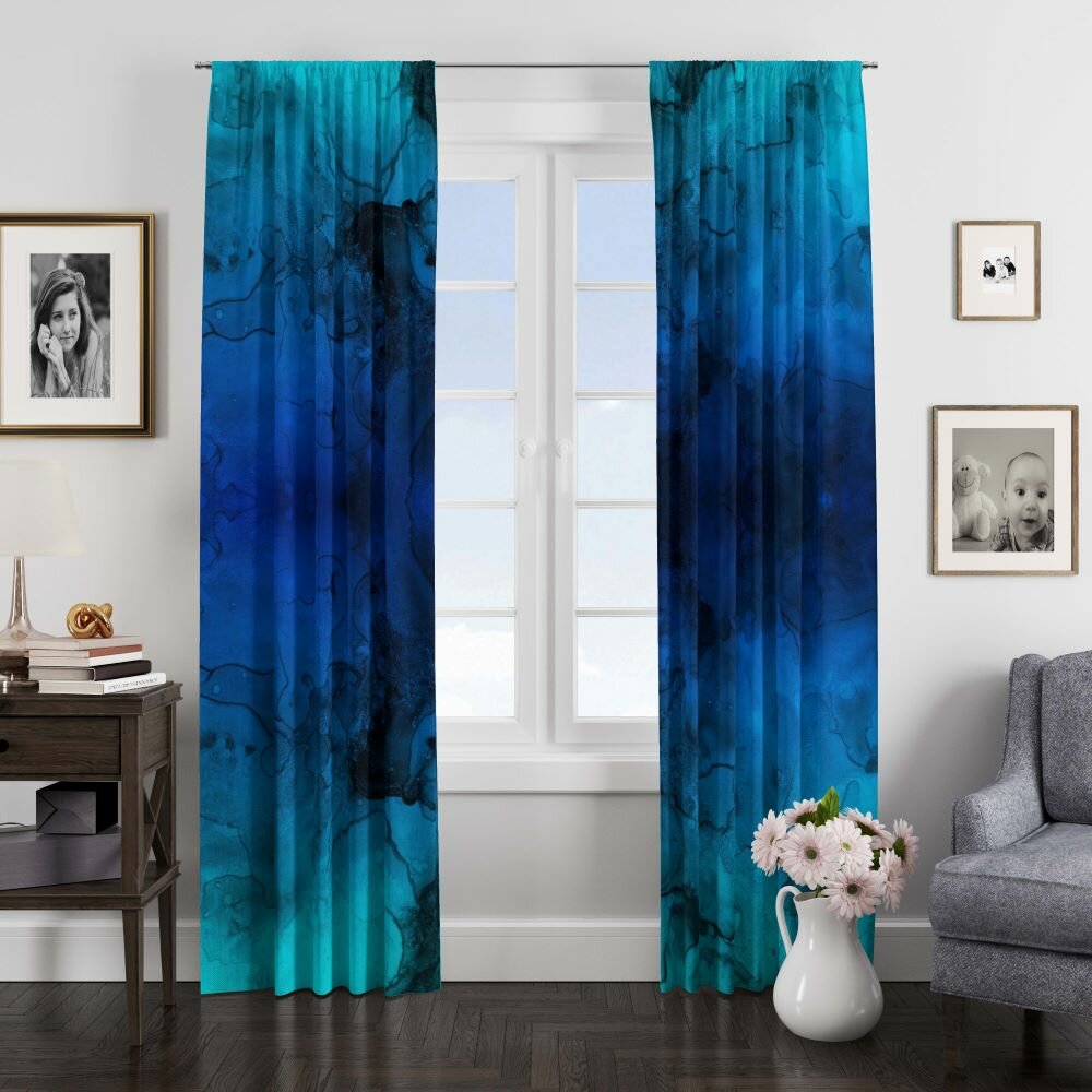Blue Hippie Swirls Window Curtains by FolkNFunky 