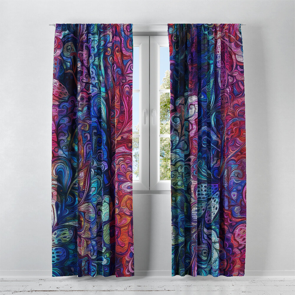 30 x 84 Sheer Curtains Kess InHouse Trebam Kolor V3 Multicolor Digital Modern Vector Decorative Set 