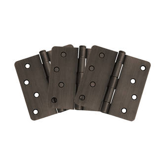 Global Door Controls 3 in Set of 2 Satin Brass Plain Bearing Steel Hinge with 1//4 in x 3 in Radius