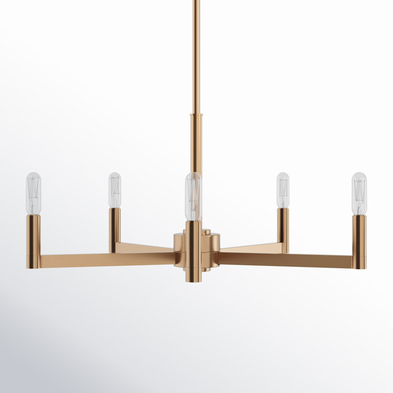 Haines Five Light Chandelier Finish: Satin Brass
