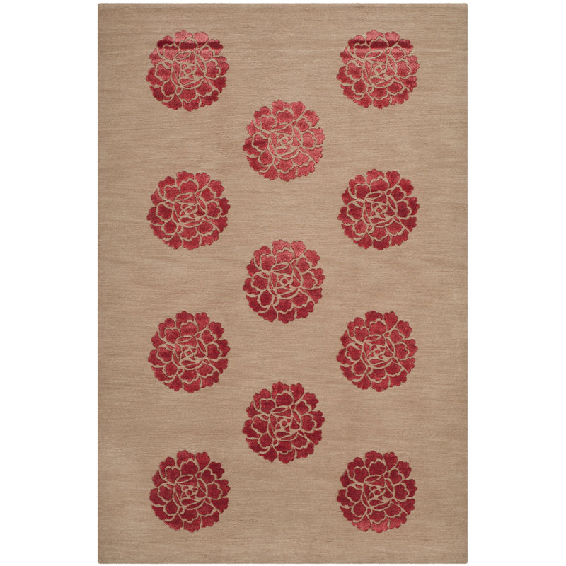 Martha Stewart Rugs Martha Stewart Medallions Floral Hand Knotted Wool Silk Red Beige Area Rug Wayfair