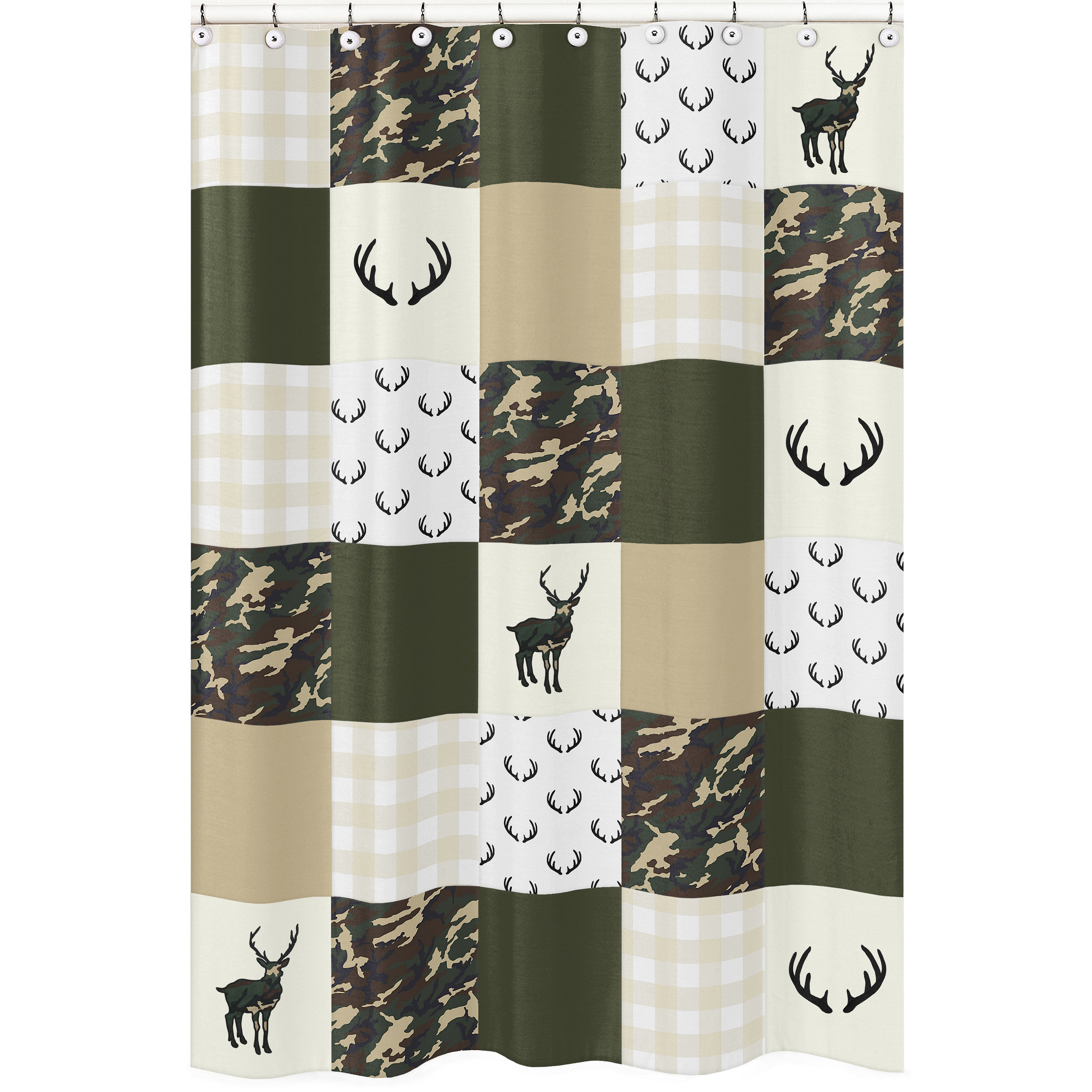 Sweet Jojo Designs Woodland Camo Cotton Single Shower Curtain