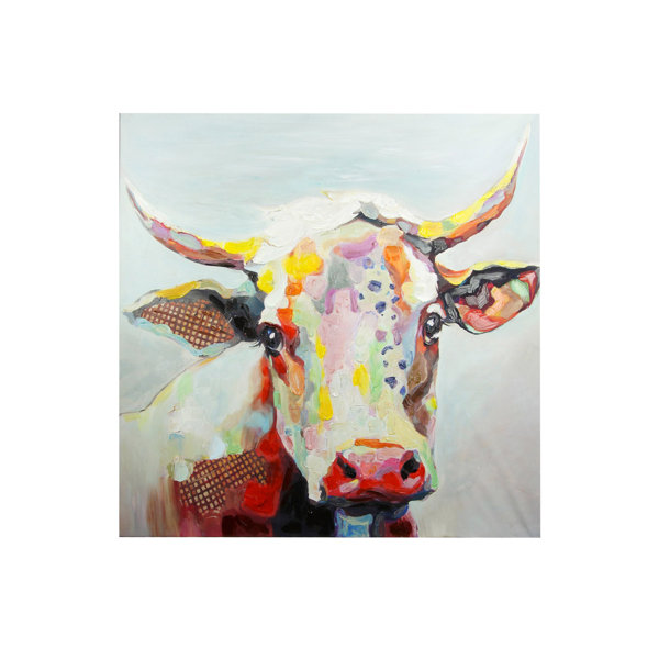 Colorful Cow Painting Wayfair