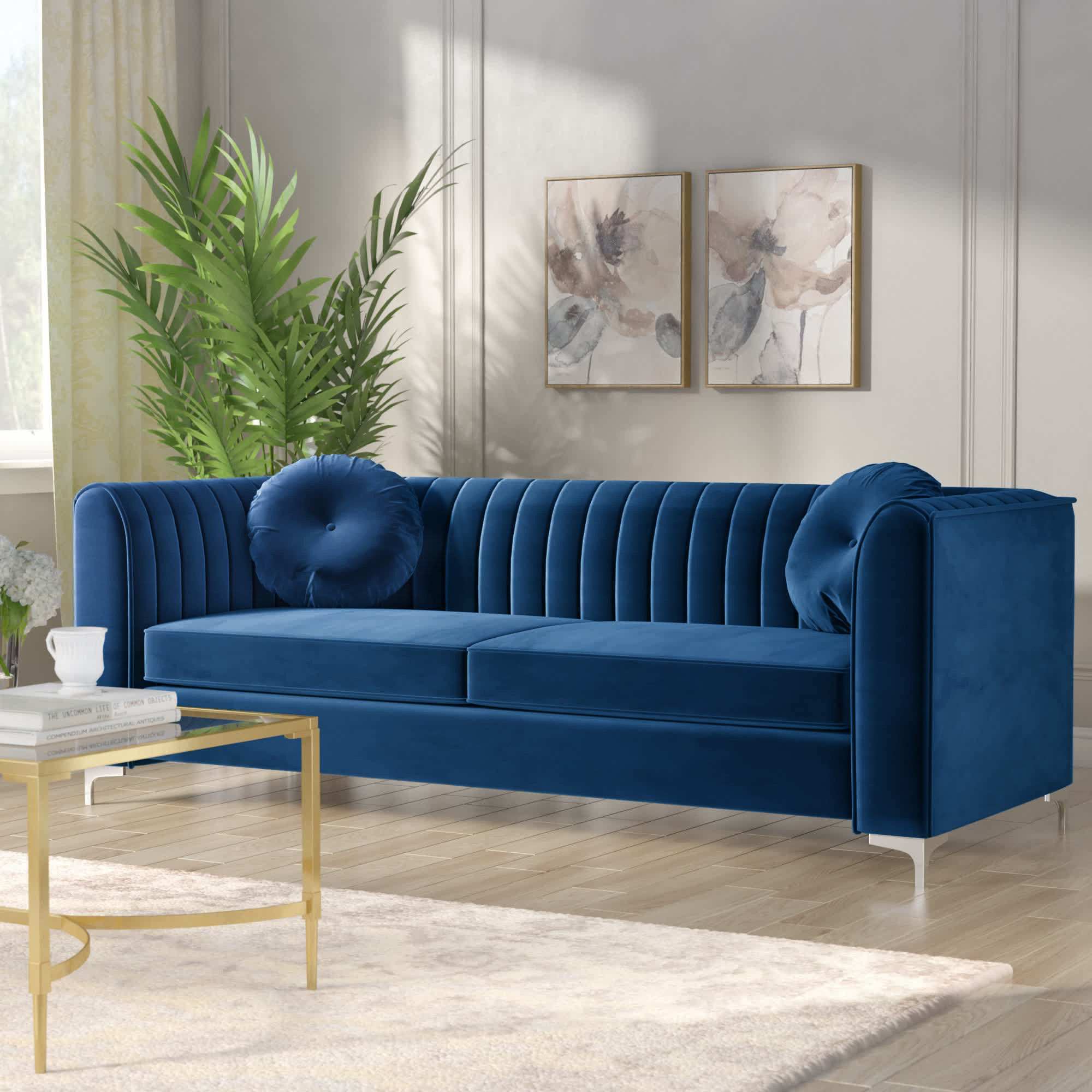 Herbert 86.5” Velvet Tuxedo Arm Sofa