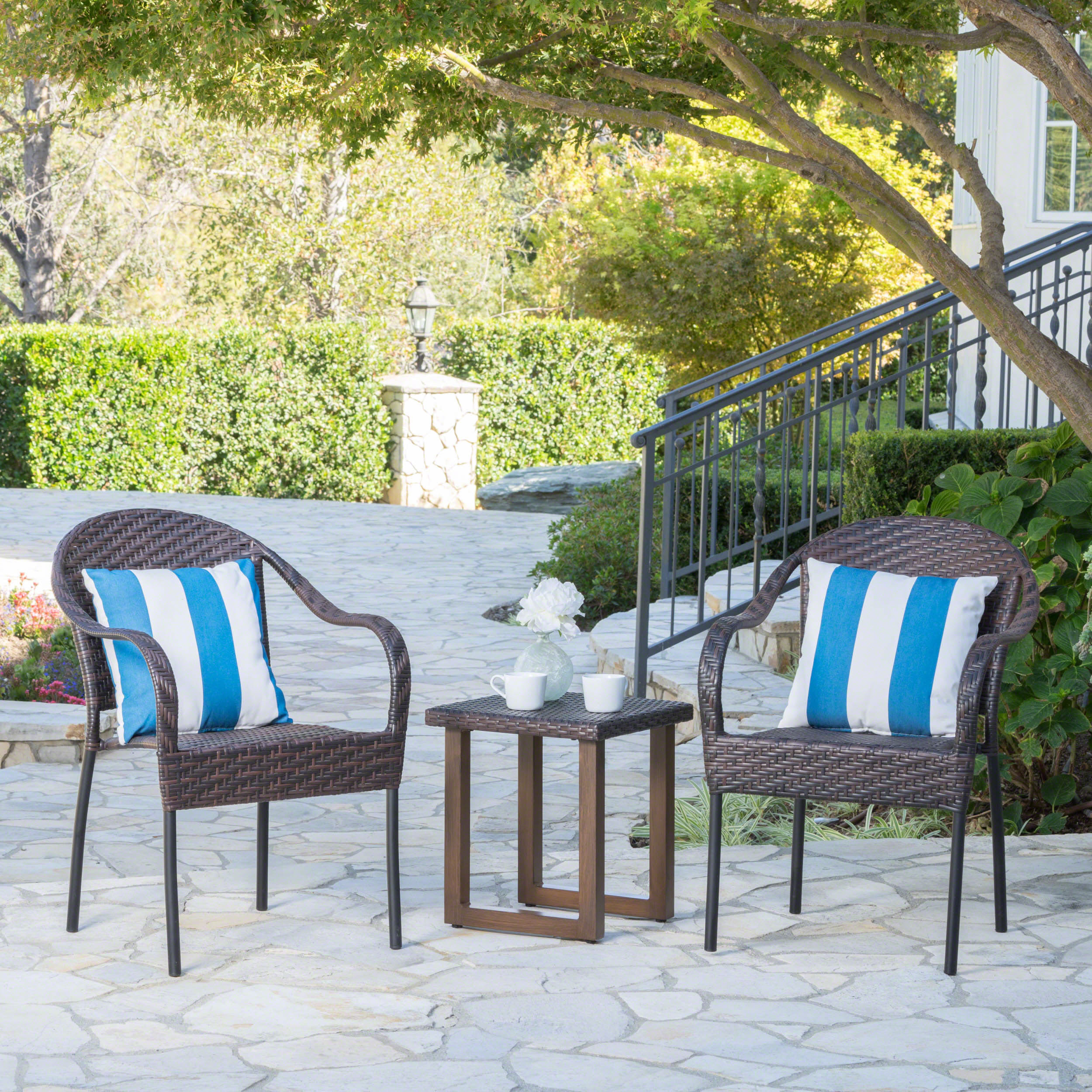 Charlton Home Warrenton 3 Piece Rattan Seating Group Wayfair