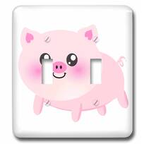3dRose lsp_113123_1Kawaii pig face-cute pink minimalist farm animal cartoon-nursery kids child children girly girls Single Toggle Switch Multicolor 