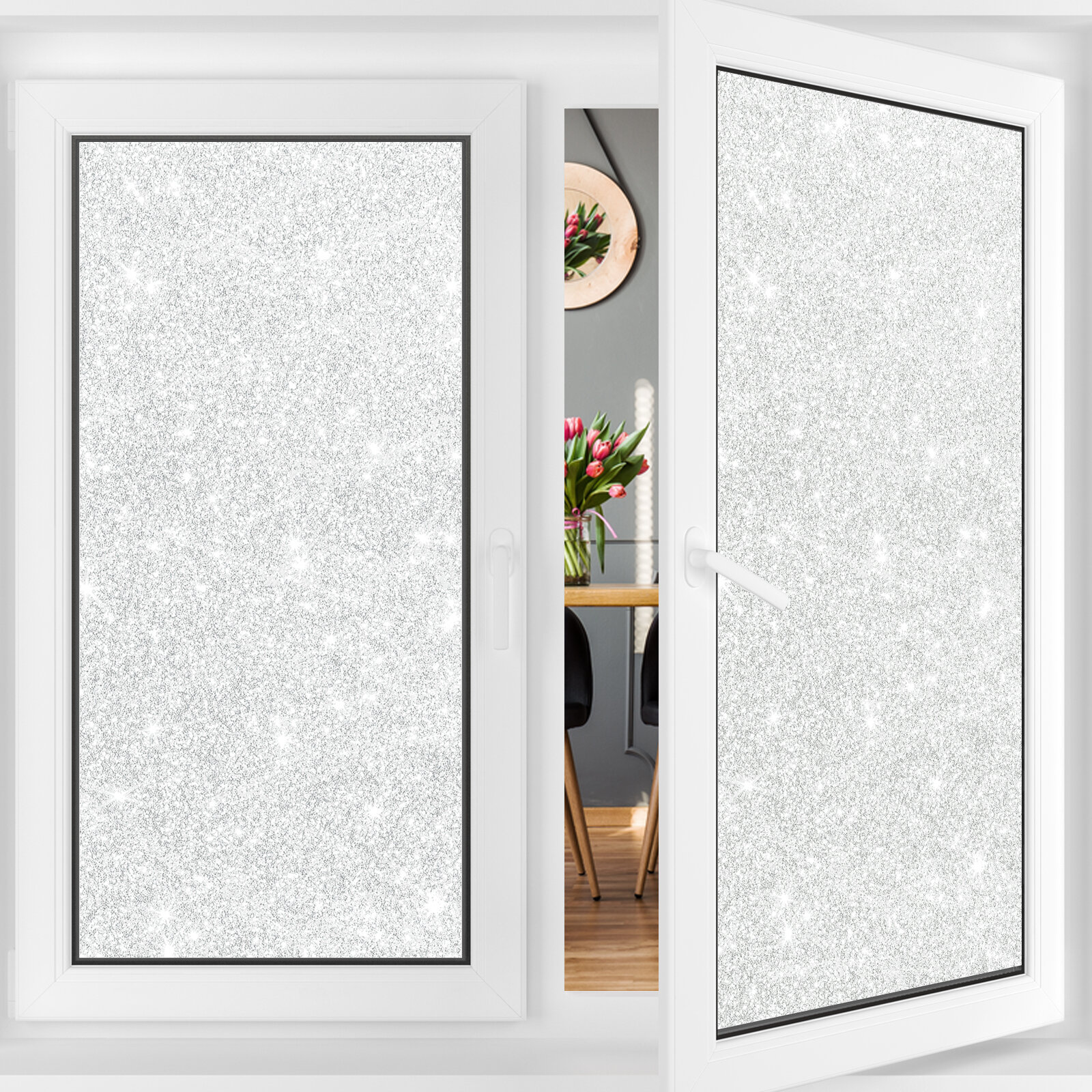 Patterned Decorative White Frosted Window Film Privacy Frosted Glass Film BORE 