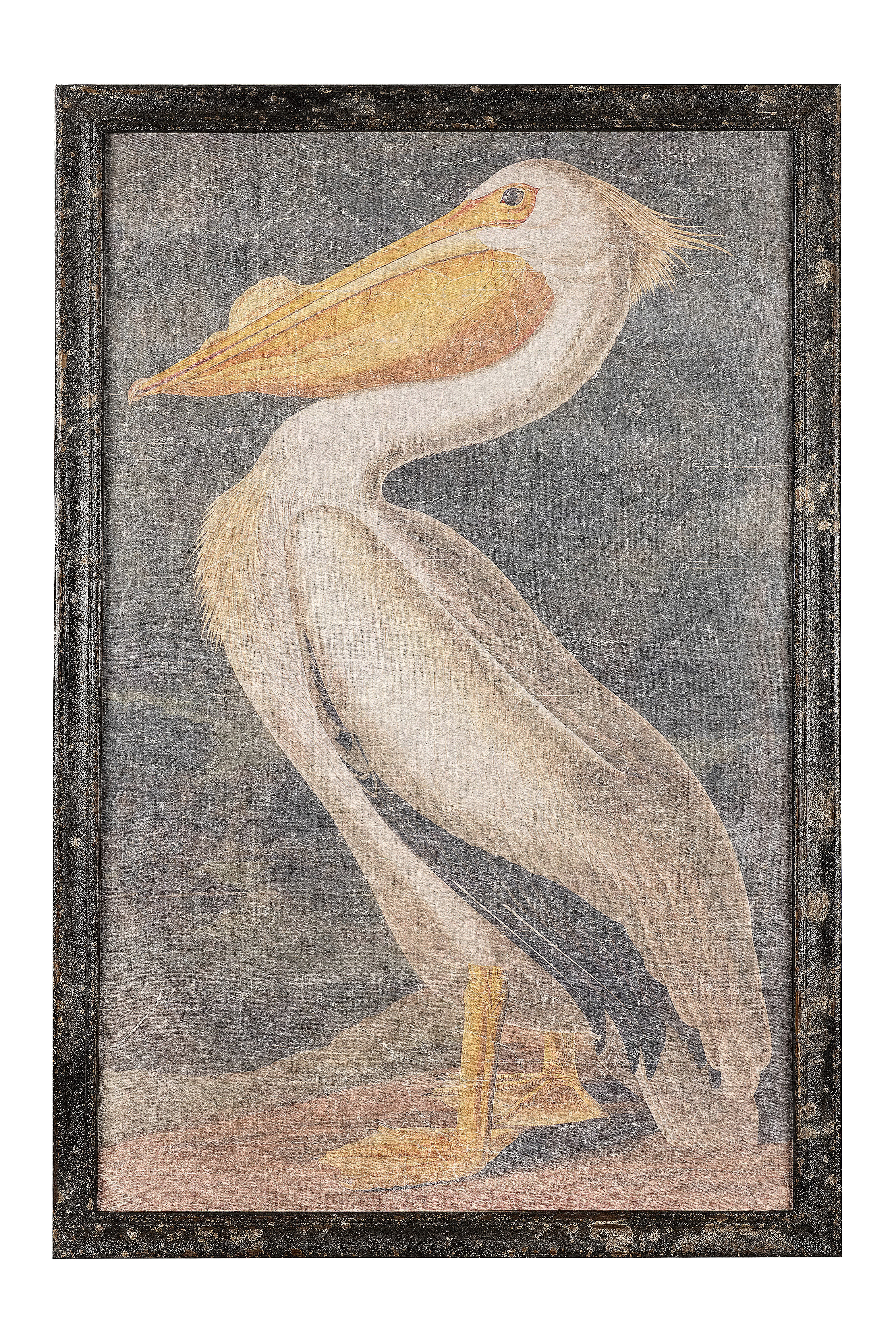 Vintage Pelican Framed Painting On Wood Vintage Pelican Framed Painting On Wood