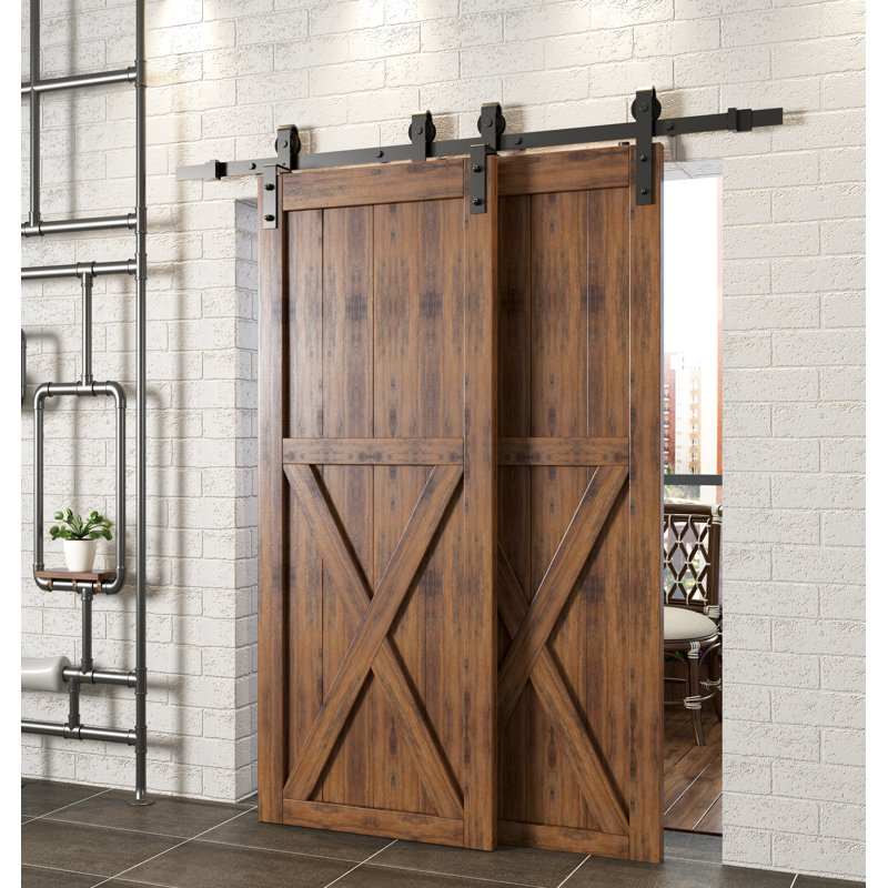 Homacer Classic Design Single Bypass Barn Door Hardware Kit