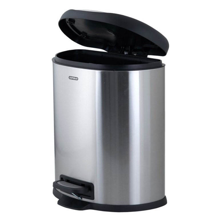 Garbage Pail D Shaped Stainless Steel 2 Gallon Step On Trash Can