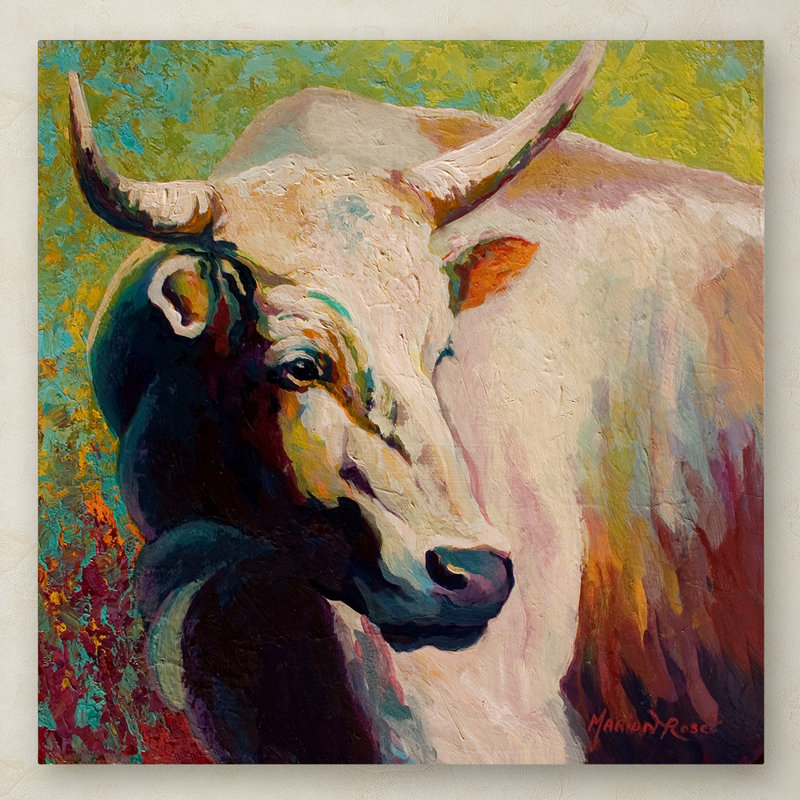 Trademark Art White Bull Portrait Painting Print On Wrapped