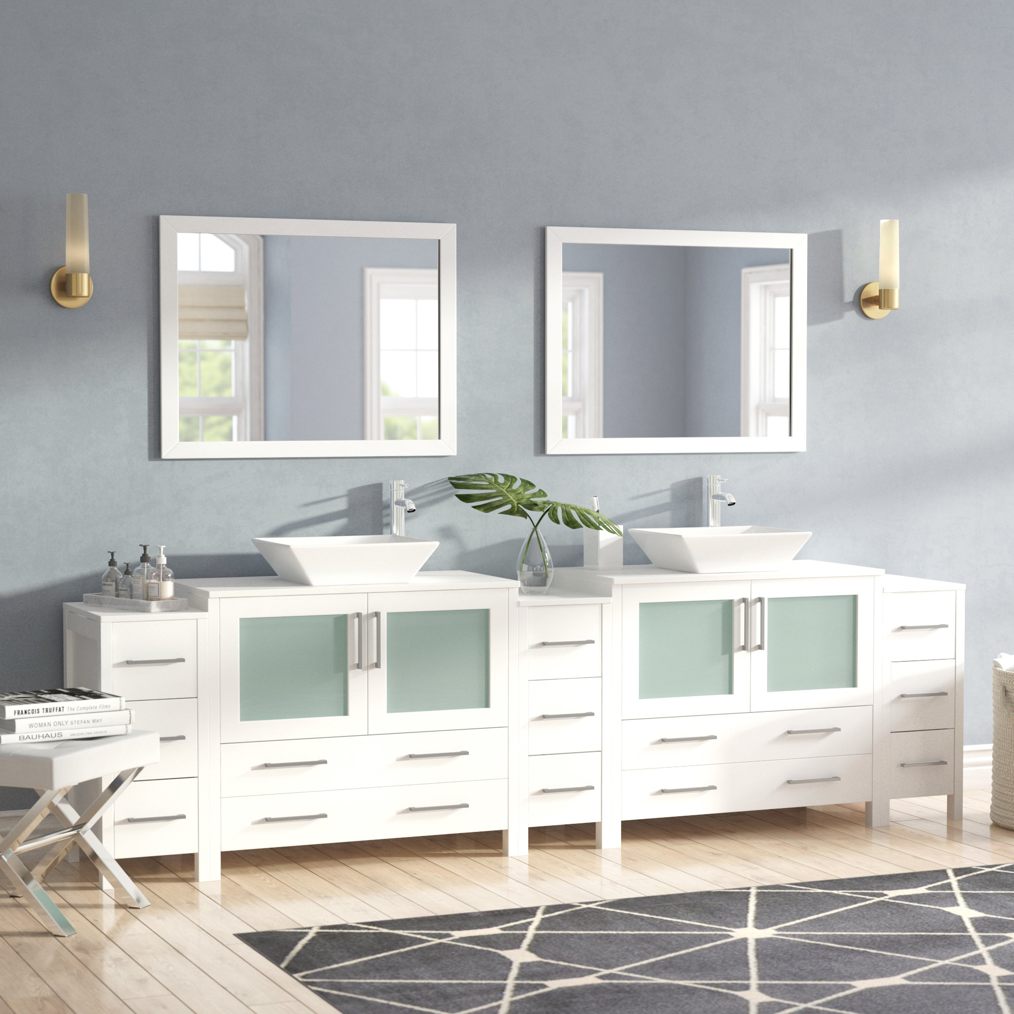 Wade Logan® Karson 108" Double Bathroom Vanity Set with Mirror Wayfair