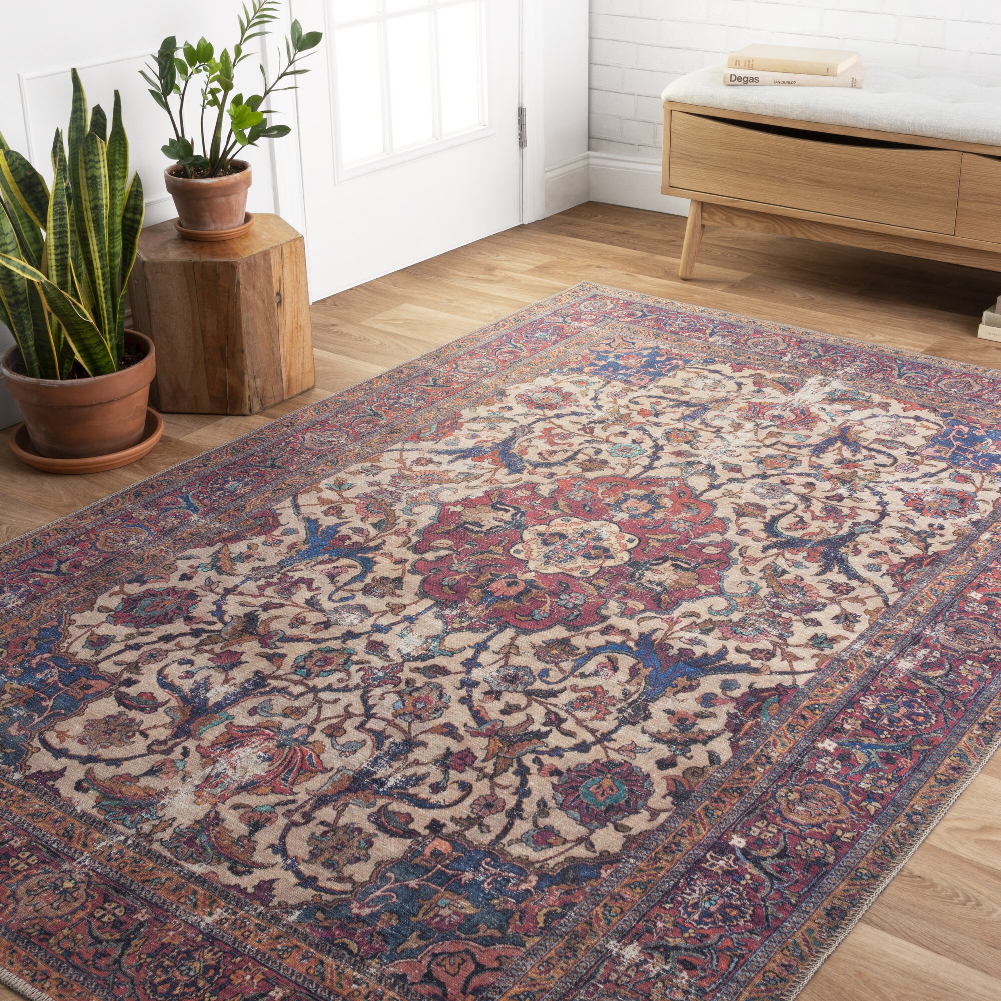 Raul Oriental Sand/Rosy Area Rug