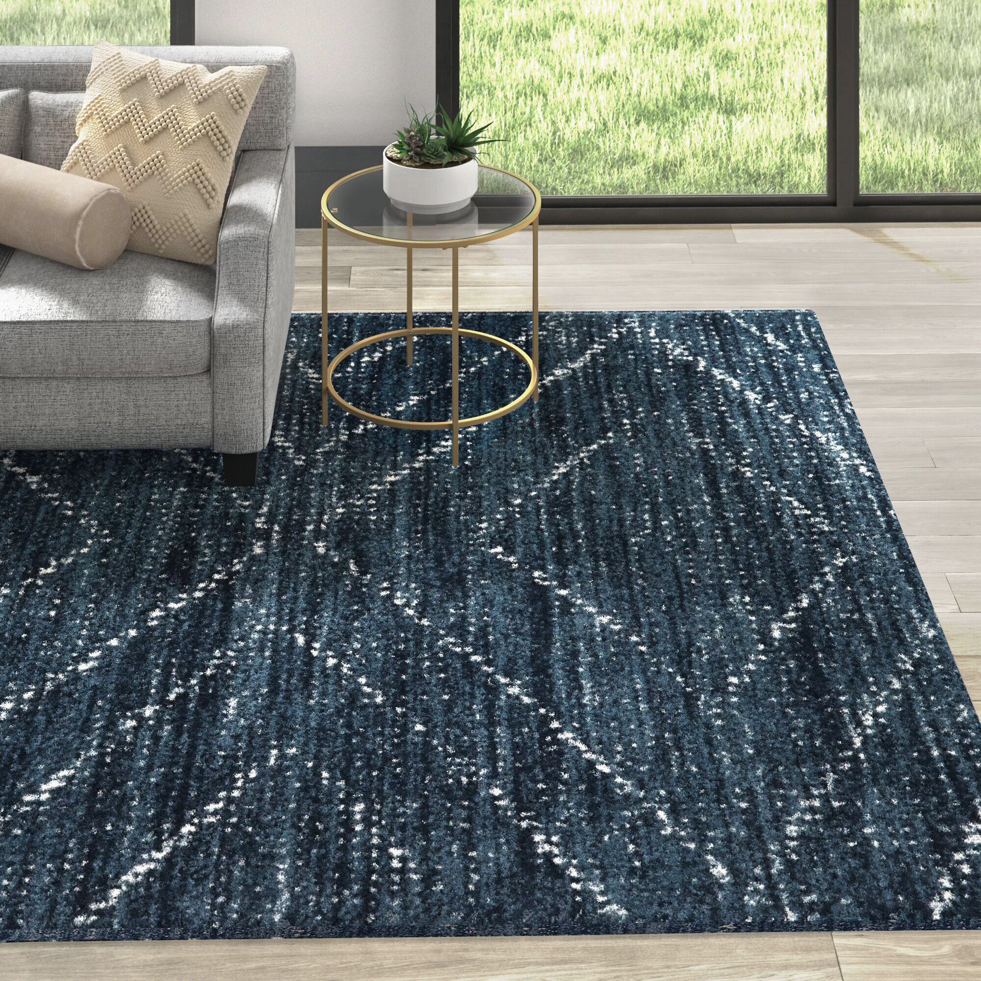 Modern Rug Geometric Carpet Rugs Living Room Soft Large Soft Mats Blue Grey Mats 