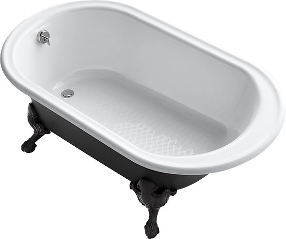 Iron Works Works Historic 66" x 36" Freestanding Oval Bath with Iron Black Exterior and Safeguard Finish