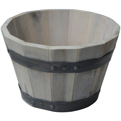 Wood Barrel Planter Happy Planter