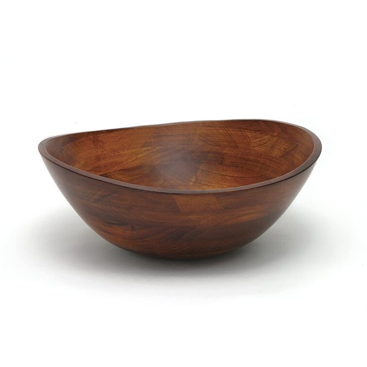 Lipper International Cherry Finished Wavy Rim Serving Bowl with 2 Salad Hands 3-Piece Set Large 13 x 12.5 x 5 