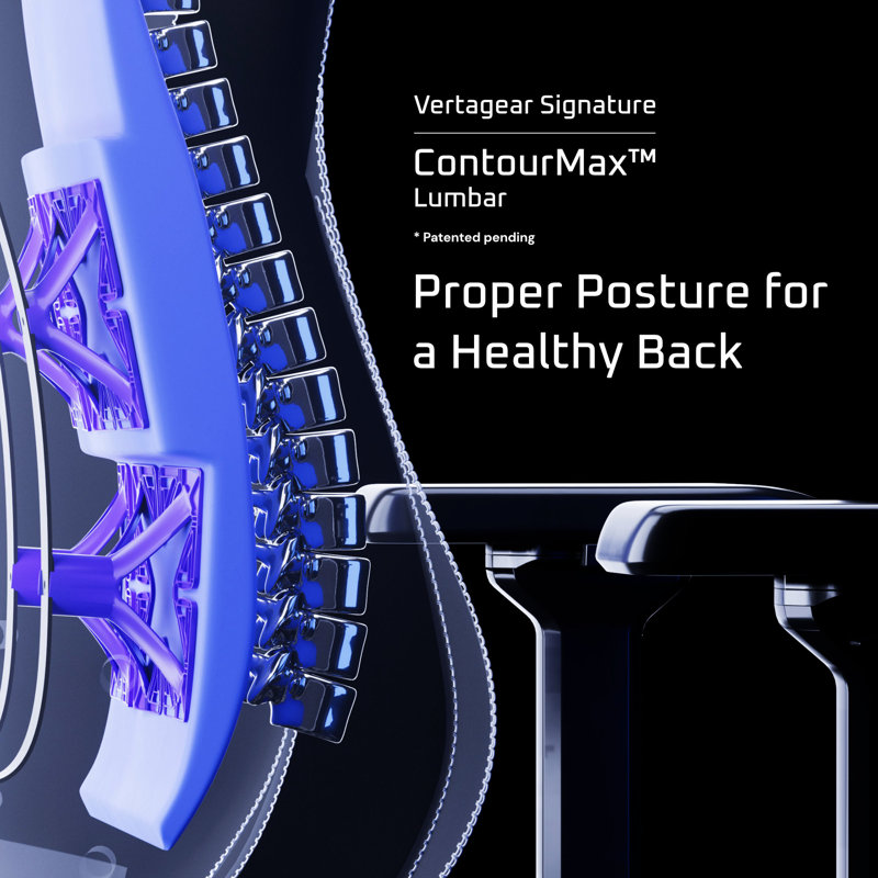 Vertagear SL3800 Gaming-Stuhl – Mit ContourMax Lendenstütze & VertaAir Sitz, Höhenverstellbar, Schwarz/karbon