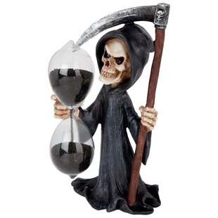 Day of Dead Grim Reaper With Crossed Scythe Skeleton Skull Wall Plaque Figurine 