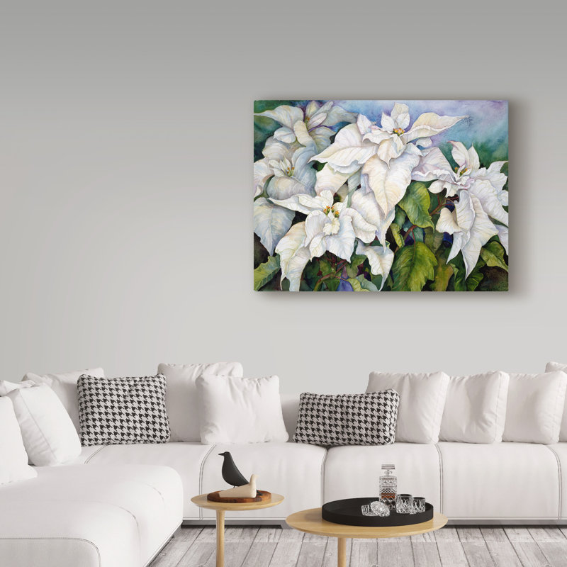 Trademark Art White Poinsettia Acrylic Painting Print On Wrapped