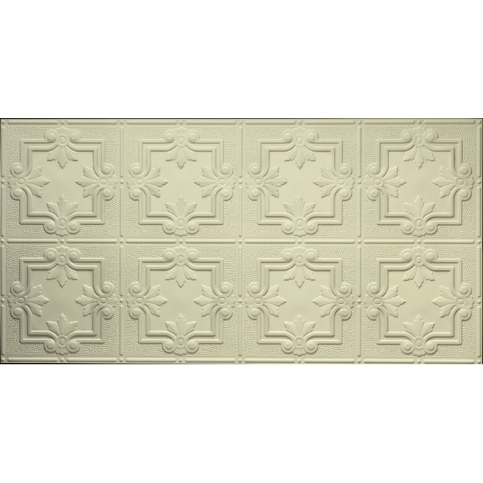 Fleur De Lis Pattern 2 Ft X 4 Ft Glue Up Ceiling Tile In Creme