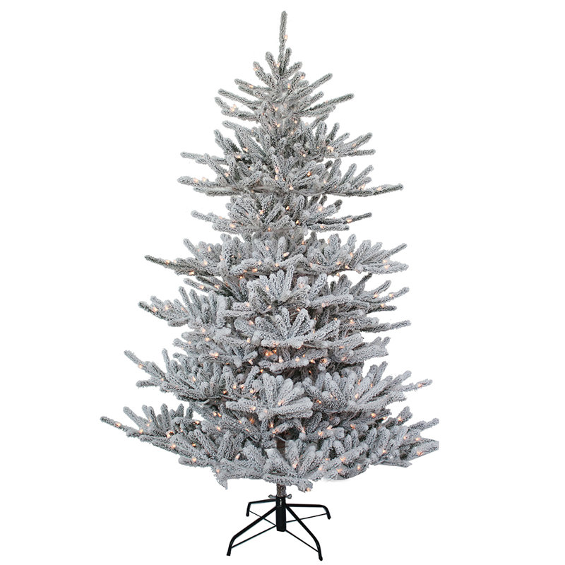Kurt Adler Pre Lit Flocked 3 Silver Pine Artificial Christmas Tree With 100 Warm White Lights Wayfair
