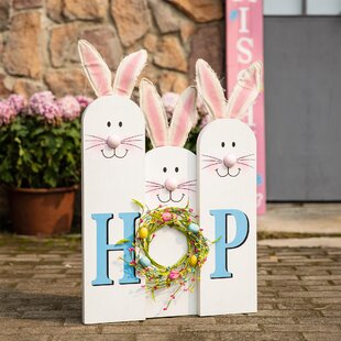 Easter Spring Colorful Hanging Bunny Decoration Sign 11"x15"  w 