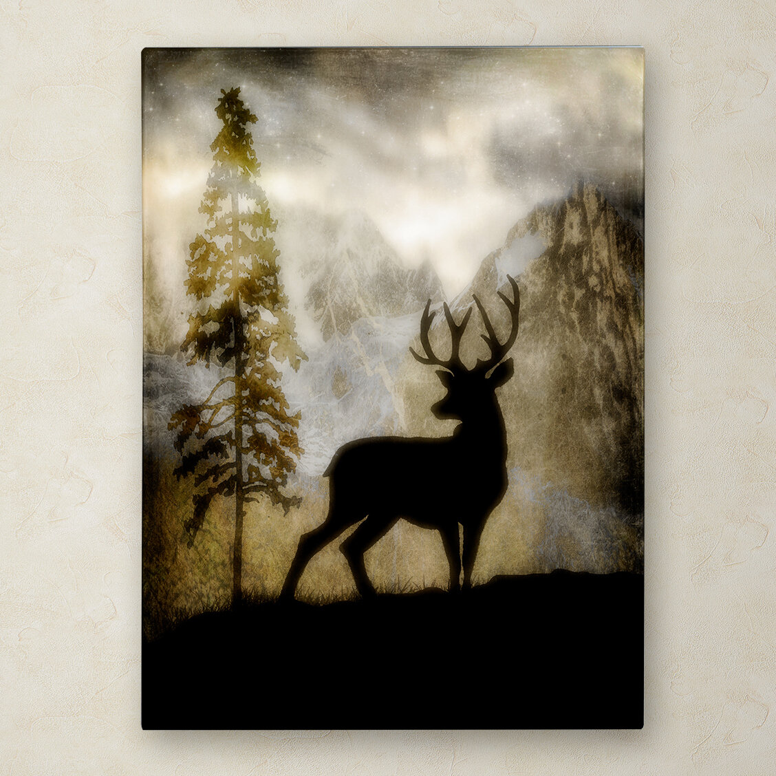 Hand painted Oil painting wild animals deer Bucks stag in summer landscape art 
