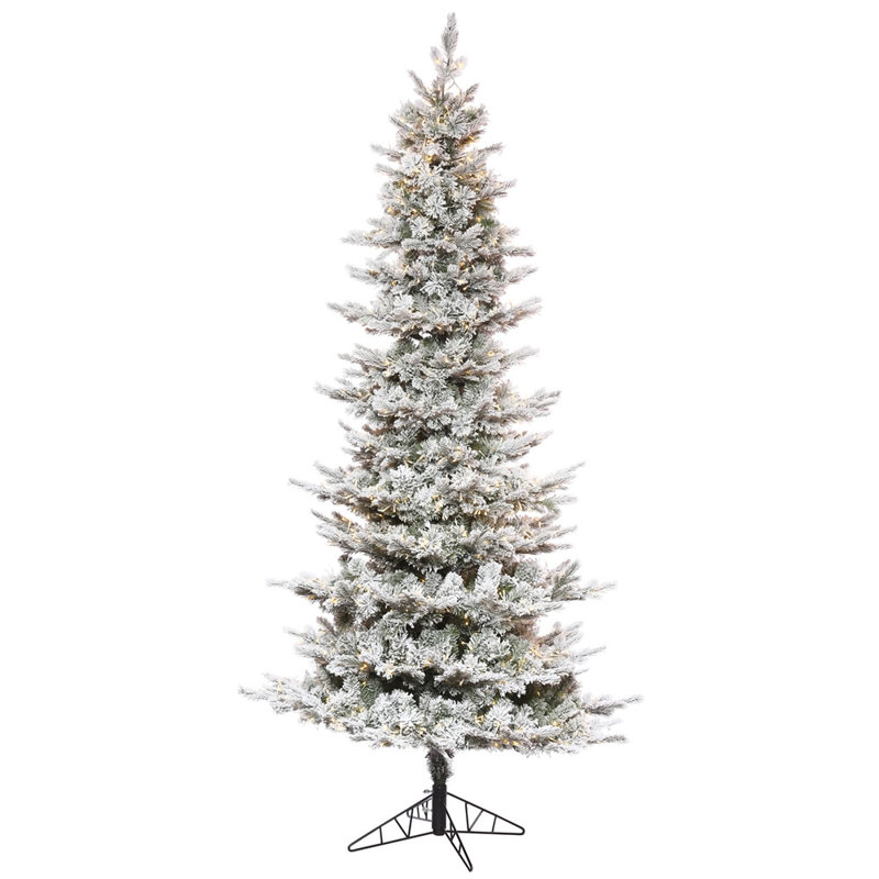 Loon Peak Flocked Kiana Pine 6 5 Artificial Christmas Tree With Warm White Led Lights With Metal Stand Wayfair