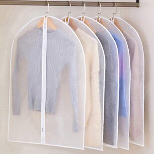 Odor Repellent w/Cedar Wood - Clothing Storage Cover 24 x 42 Inch Suits Natural Canvas - Set of 6 Dresses Travel Closet Organization - Smart Design Canvas Gusseted Garment Bag Hanger - 