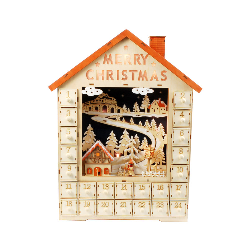 Jeco Inc Wooden Advent Calendar With Lights Reviews Wayfair Wooden Advent Calendar With Lights