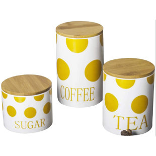 Wayfair | Set of Coffee Tea & Sugar Yellow Kitchen Canisters ...