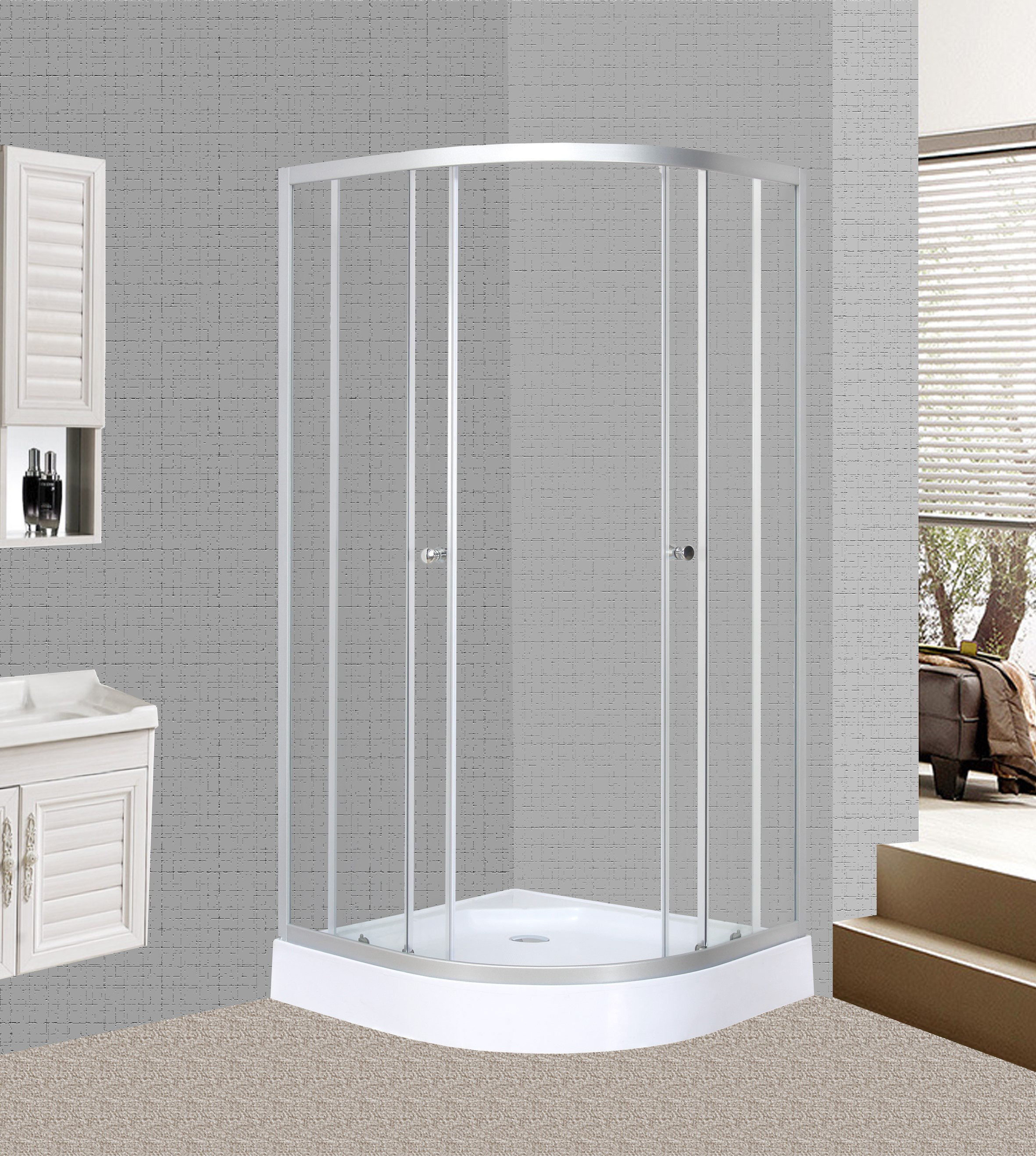 Royal Home Showers 34.5" W x 76" H Framed Round Sliding Shower
