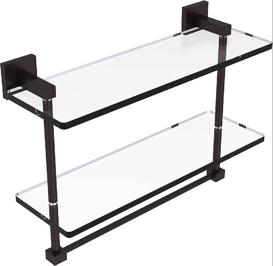 Smith Thera 16 Inch Two Tiered Integrated Towel Bar Glass Shelf ...