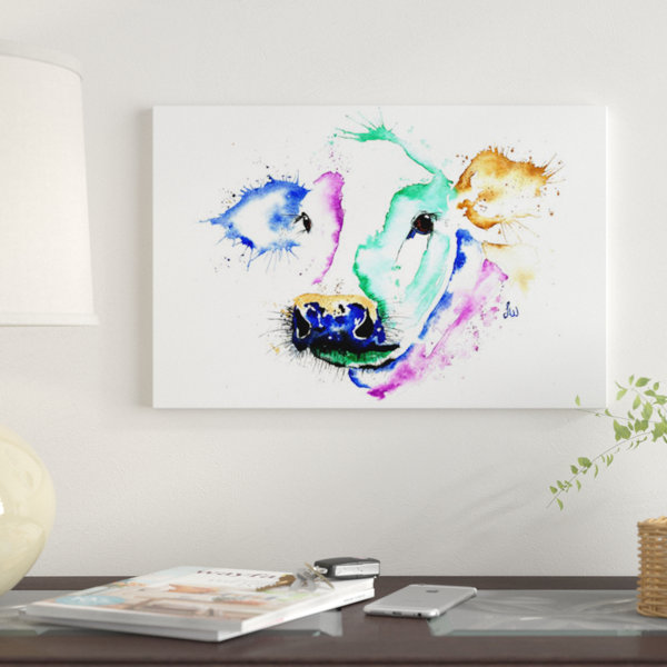 East Urban Home Colourful Cow By Lisa Whitehouse Graphic Art