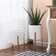2-Piece White Round Metal Planters And Gold Stand Everly Quinn