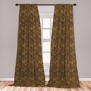 Ambesonne Earth Tones Curtains Antique Scroll Pattern With Royal Theme And Classical Details Curly Leaf Motifs Window Treatments 2 Panel Set For