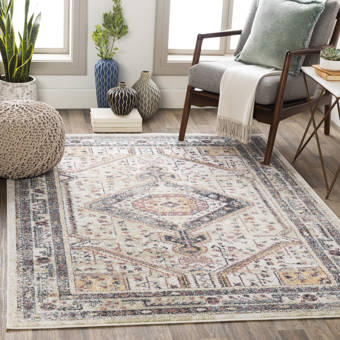 Bungalow Rose Vernardo Power Loom Gray Blue Rug Wayfair