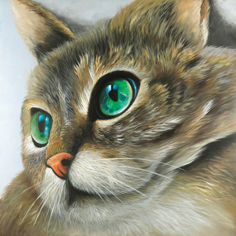 Winston Porter Peaceful Cat Portrait Oil Painting Print On