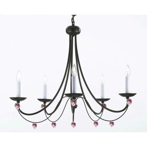 Clemence 5-Light Candle-Style Chandelier with Pink Crystals