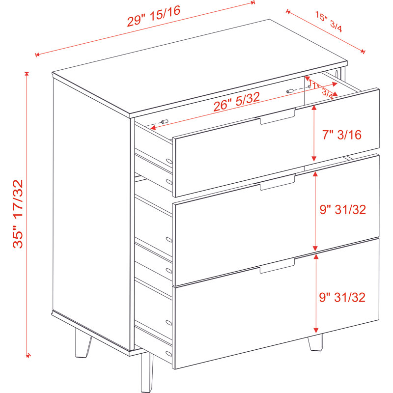 Hashtag Home Carlisa Groove Handle Wood 3 Drawer Chest Reviews