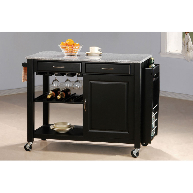 Alcott Hill Pastore Portable Kitchen Cart With Granite Top Wayfair